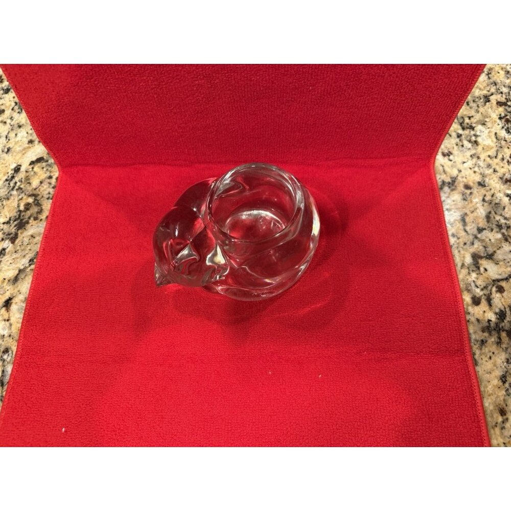 Vintage INDIANA GLASS Clear Sleeping Cat/Kitten Votive Candle Holder - Picture 4 of 9